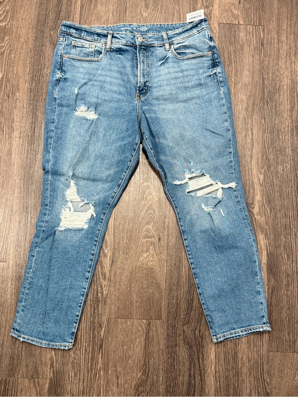 Old Navy Light Wash Distressed High-rise OG Straight Leg Jeans